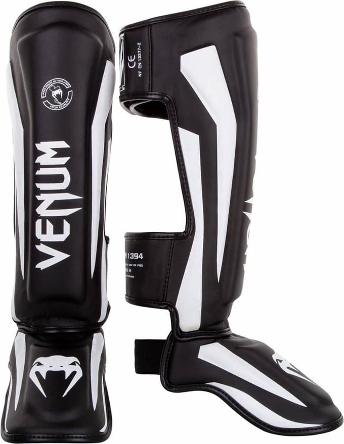 Venum Elite Kickboks Scheenbeschermer Zwart Wit - M