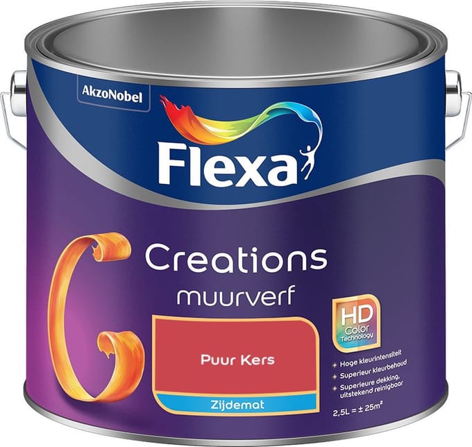 Flexa - Creations Muurverf Zijdemat - Puur Kers - Mengverf - 2,5 L