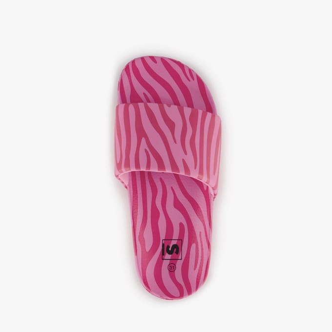 Roze meisjes badslippers met zebraprint - Maat 31