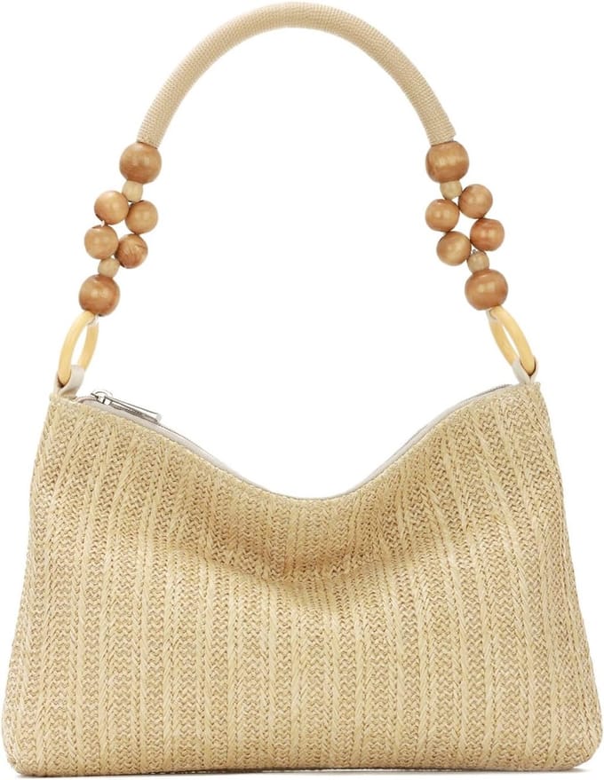Stro Tas - Boho Schoudertas - Zomerse Uitjes - Geweven Raffia - 32 x 20 cm - Natuurlijk