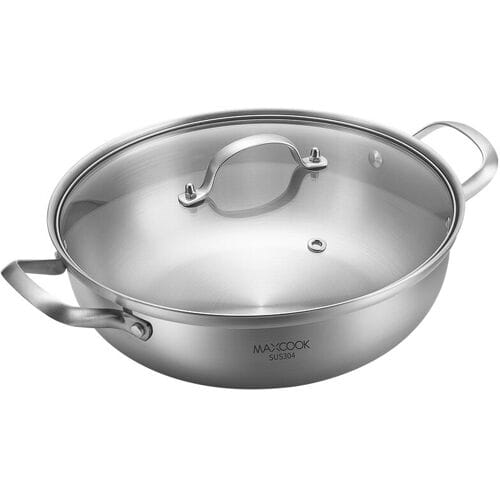 Maxcook Tri-Ply 304SS Hotpot Met Glas Deksel 30cm MCT2027