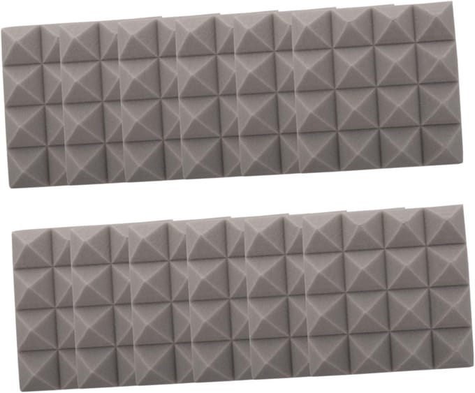 Geluidsisolatiepanelen - Akoestisch Schuim - Studio Opname - Piramide Vorm - 25x25x5cm - Grijs