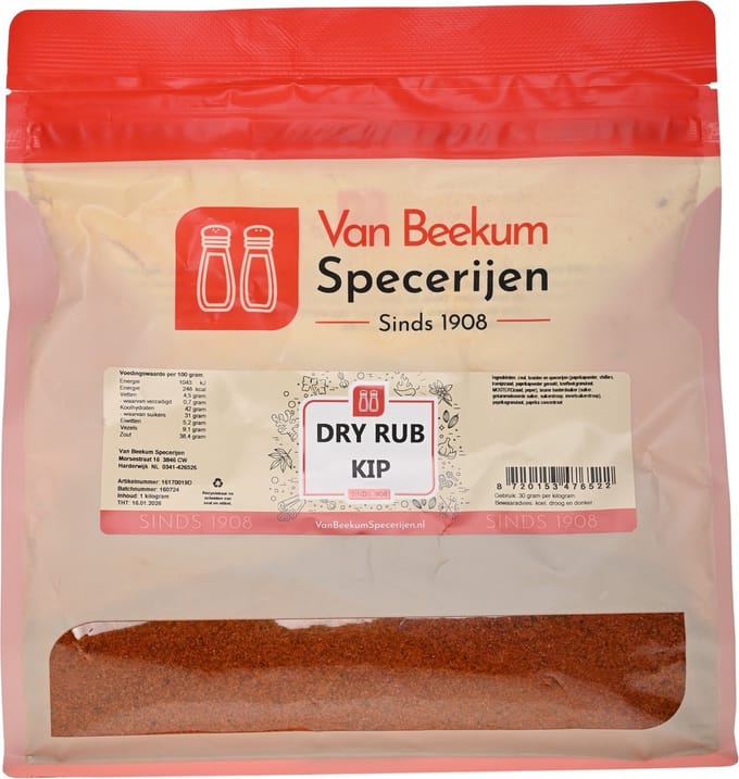 Van Beekum Specerijen - Dry Rub Kip - 2 KG (hersluitbare stazak)