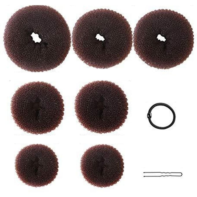 Ensemble de 7 donuts pour chignons, 10 épingles à cheveux et 5 élastiques black
