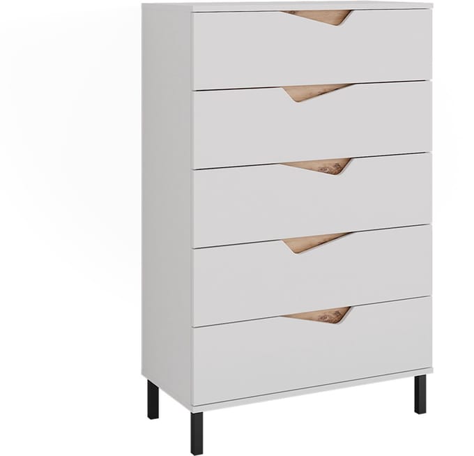Vicco Marelle Dressoir – 76 x 120 cm met 5 laden Wit/Kunstnijverheid