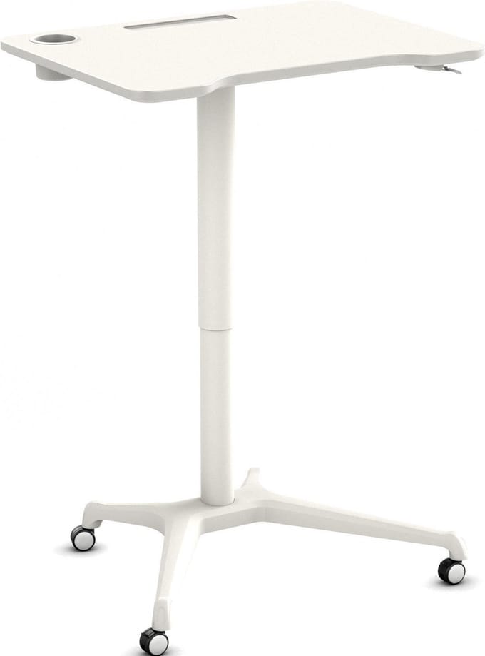 Worktrainer - Single Leg Desk - Hoogte 74 - 113 cm - Breedte 80 cm - Klein Gasveer zit-sta Bureau - in hoogte verstelbaar Bureau - Wit