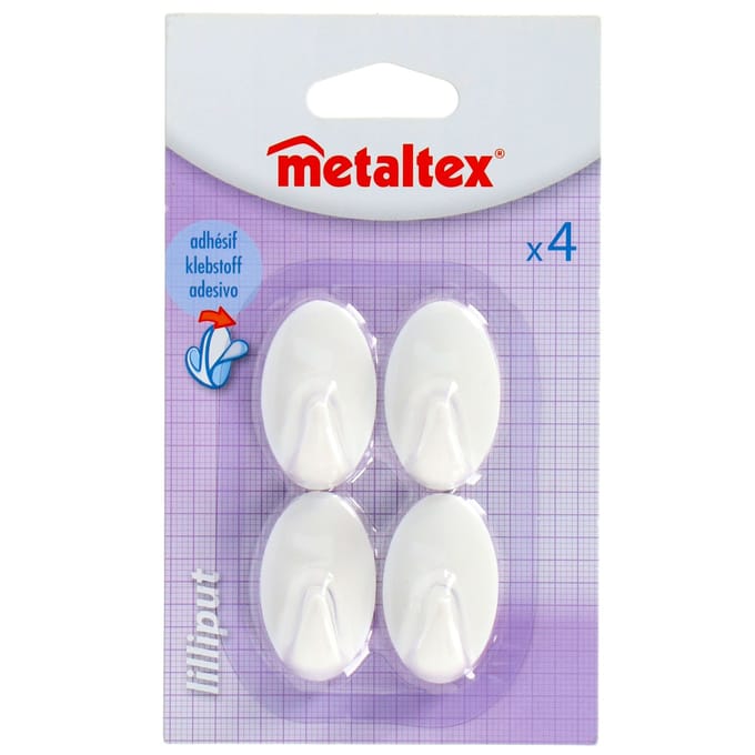 Metaltex - Set van 4 Ophanghaken Liliput - Zelfklevend