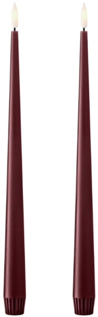 Ester & Erik - Taperkaars 30cm Deep Wine LED (set van 2) - Kaarsen