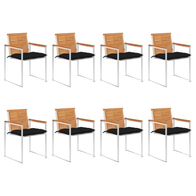 vidaXL - Tuinstoelen - 8 - st - met - kussens - massief - acaciahout