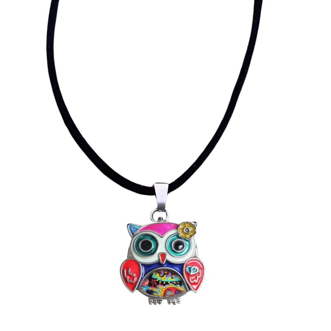 Ketting -Uil-Rood-Emaille-45 cm-Metaal - Charme Bijoux