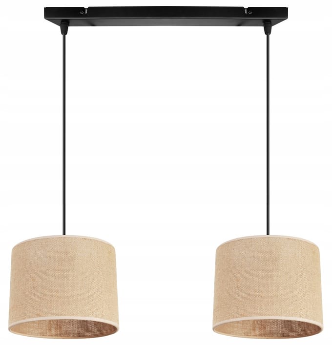Hanglamp Jute Boho - Zwart/Wit/Beige - E27 - Max 90cm