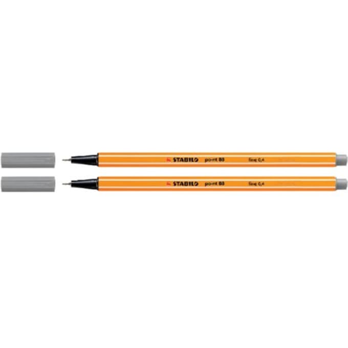 STABILO point 88 - Fineliner 0,4 mm - Donkergrijs - per stuk