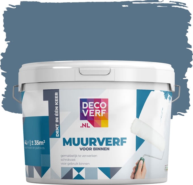 Decoverf muurverf mat pruisisch blauw, 4L