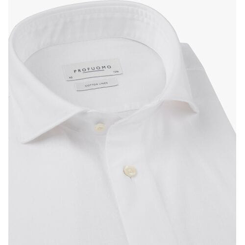 Profuomo Overhemd Cotton/Linen White  43