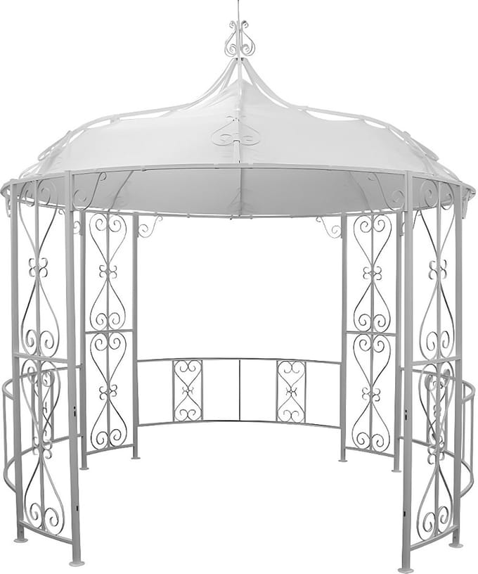Vente-unique Smeedijzeren tuinkiosk in metaal TILCARA - D300 x H290 cm - Wit