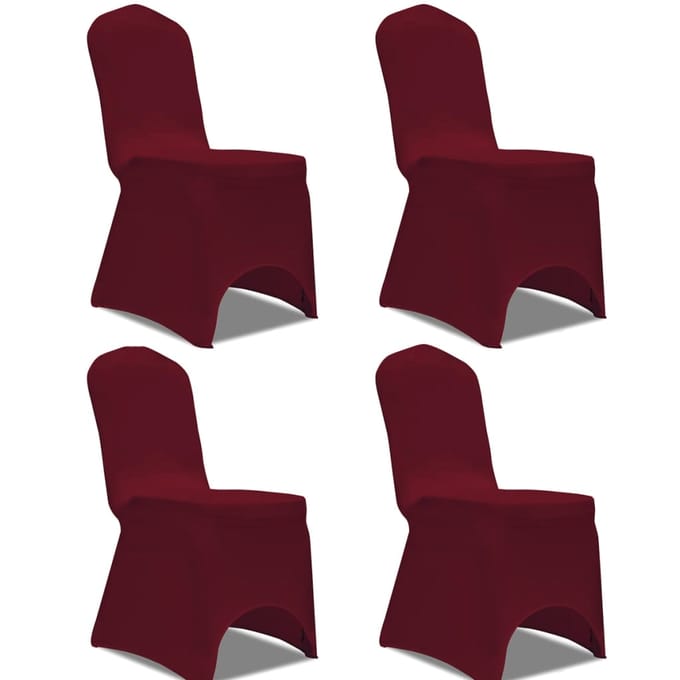 vidaXL - Stoelhoes - stretch - 4 - stuks - bordeaux