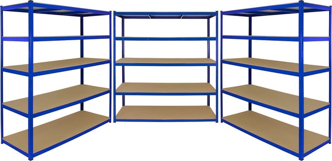 T-rax stellingkasten - blauw - 160x60x180 cm - 3x extra brede rekken