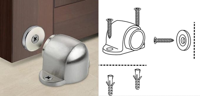 Magnetische deurstopper – grijs – RVS 304