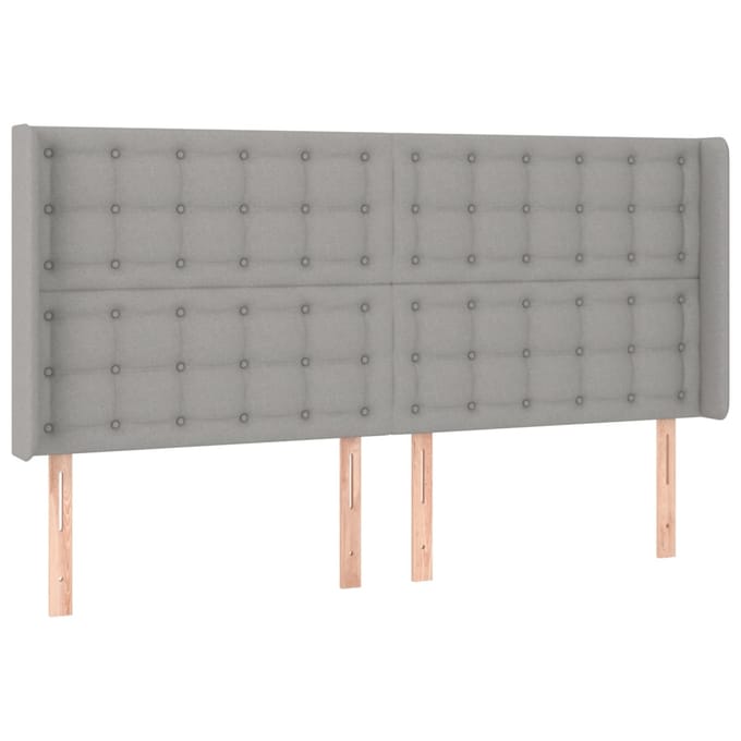 vidaXL - Hoofdbord - LED - 183x16x118/128 - cm - stof - lichtgrijs