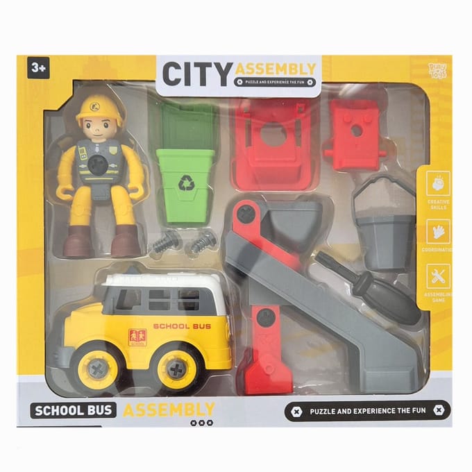 Ruby Toys - Schoolbus city bouwset - Schoolbus city assembling game