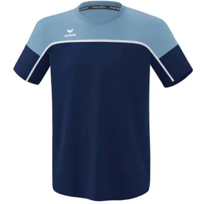 Erima Change T-Shirt Kinderen - Wit / Faded Denim / New Navy | Maat: 164