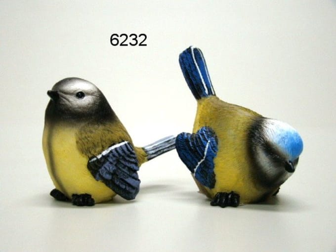 Geharo Beeldje koolmees of pimpelmees - 6 cm - polystone - assorti