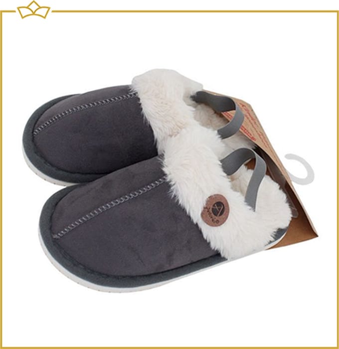 ATTREZZO® Pantoffels Kinderen - Met Elastiek - Maat 32-33 - Grijs - Heerlijk warm!