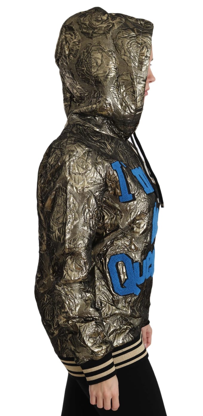 Dolce & Gabbana Dames Im The Queen Jaquard Goud Sweatshirt Hoodie