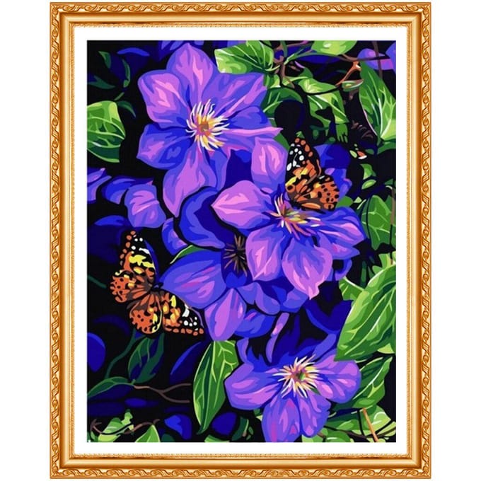 Peinture diamant  fleur , point de croix, cristal rond complet, image brodée en strass, décoration de maison 20X30CM blue