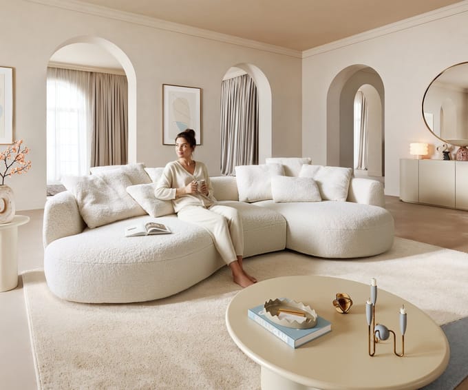 Big Sofa Edina 330x170 cm teddystof beige