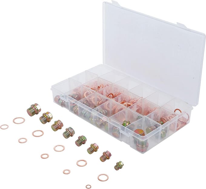 Assortiment Carterpluggen en Afdichtringen - 534-dlg - Olieaftappluggen en Koper Afdichtringen