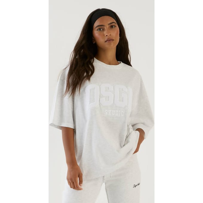 Dames Dsgn Studio Oversized T-shirt Met Badstof Applique | Asgrijs | Maat: XS
