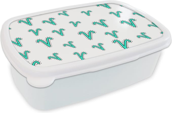 Broodtrommel Wit - Lunchbox - Brooddoos - Ram - Zodiac - Design - 18x12x6 cm - Volwassenen