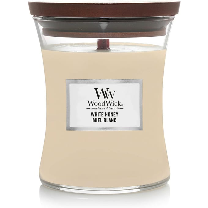 WoodWick Hourglass Medium Geurkaars - White Honey - 60 branduren