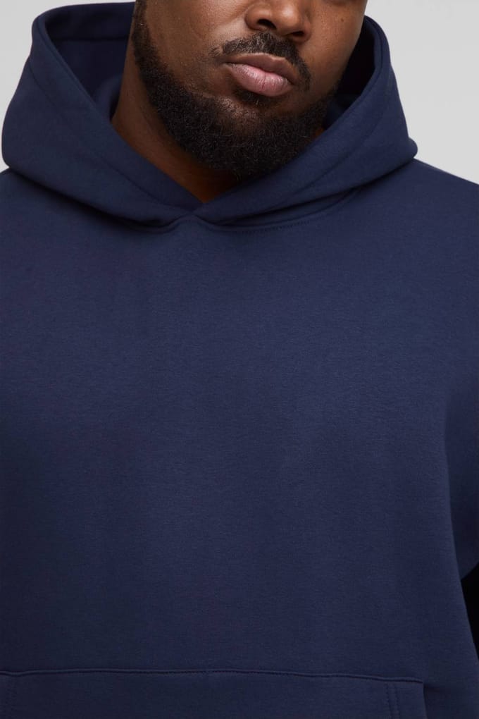 Plus Essential Oversized Boxy Over the Head Hoodie | Navy | Size 4XL
