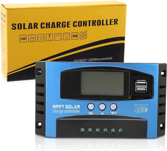 MPPT Laadregelaar - Zonne-energie Controller - 12V 24V Systemen - Hoge Laadefficiëntie - 9x4x17 cm