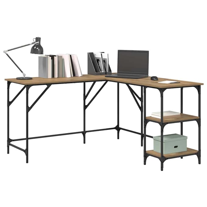 vidaXL - Bureau - Artisan - Eiken - 139 - x - 139 - x - 75 - cm - Bewerkt - hout