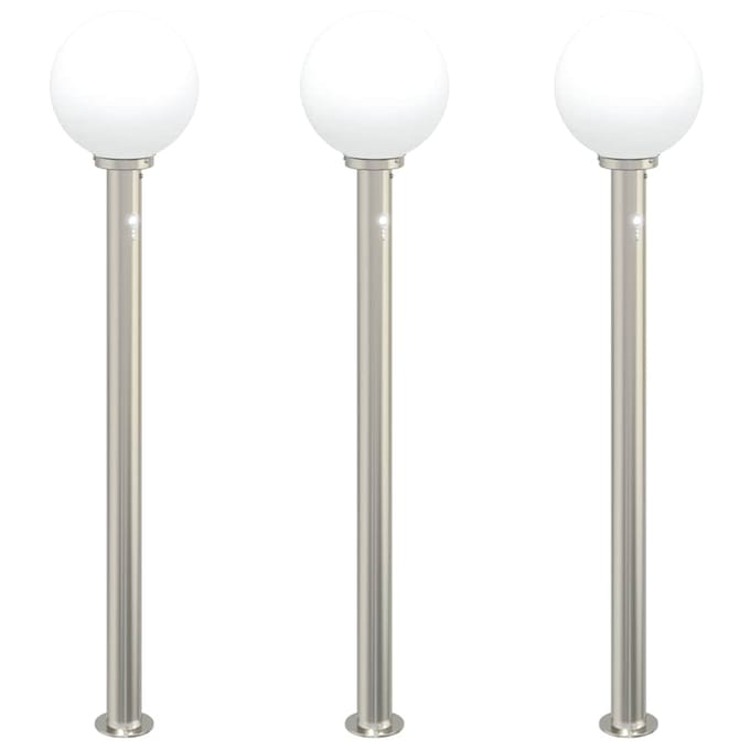 vidaXL Bolderverlichting met sensor 3 stuks 120 cm RVS IP44