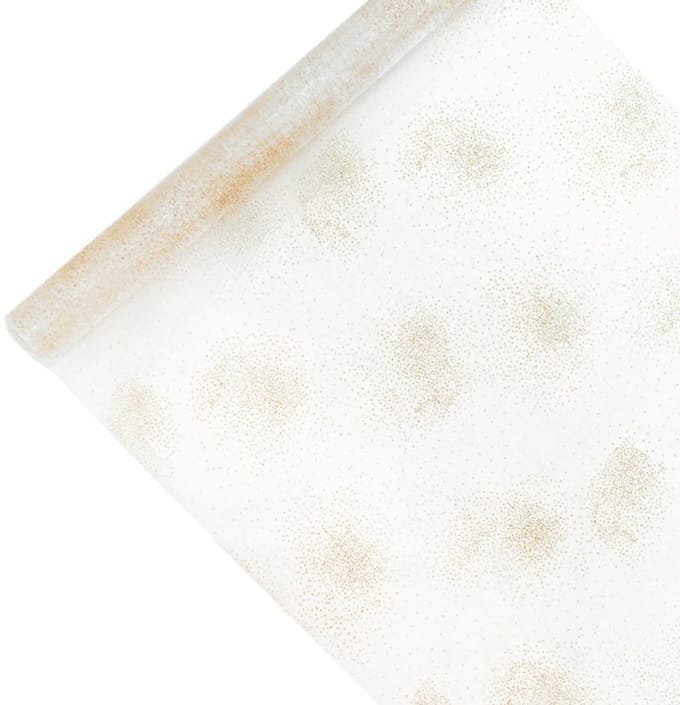 PartyDeco - Organza XL glitter dots goud (9 mtr)