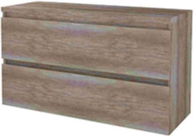 Basic-Line Start 46 Badkamermeubelset - 120 x 46 cm - Greeploos - 2 Lades - Wastafelblad - Scotch Oak