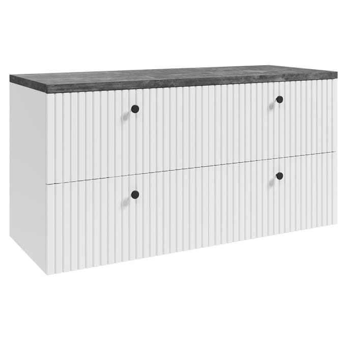 Badplaats Wastafelkast Saros 120 cm - Wit - Badmeubel met Bovenblad