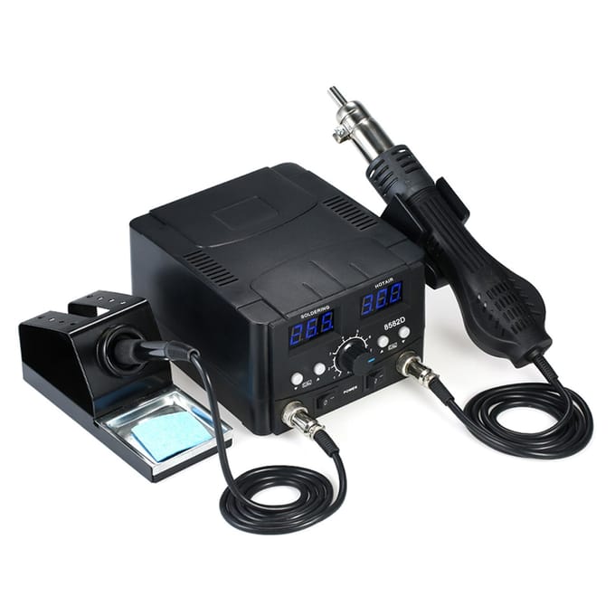 2 in 1 Digitaal SMD Rework Soldeerstation Heteluchtpistool Soldeerbout Standaard Desoldeer Lasgereedschap US Plug