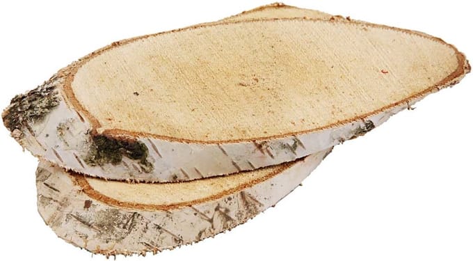 Houten schijven, circa 15x9 cm, dikte 15 mm, 7stuks