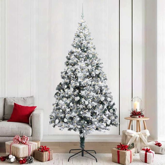 vidaXL - Kunstkerstboom - Wit - 240 - cm - PVC - en - Staal - en - Kunststof