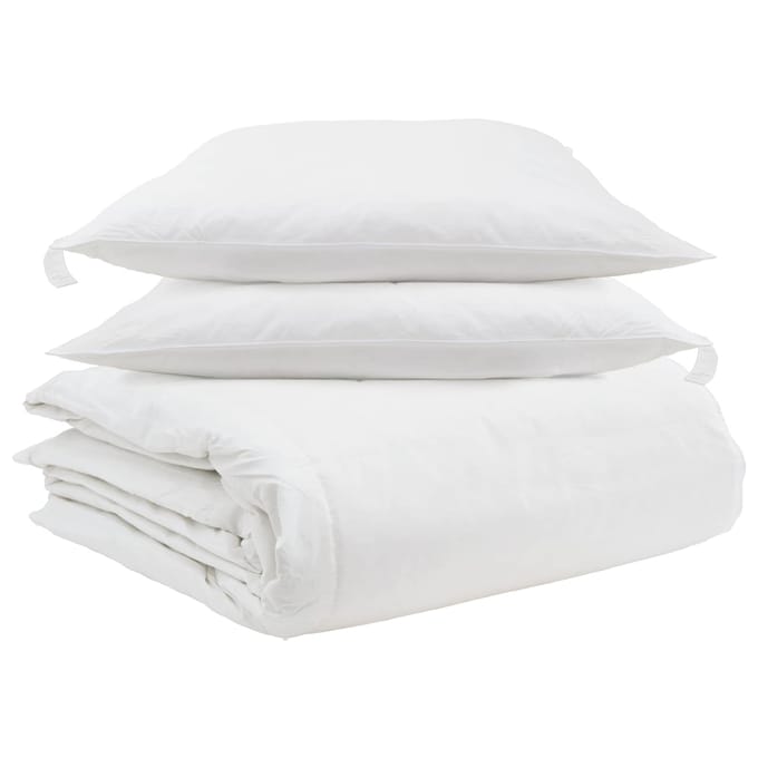vidaXL - Deken - Set - met - kussen - 3 - st - Wit - Donsveer