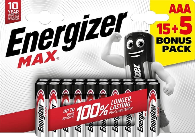 AAA Batterijen - Energiebatterijen - Dagelijks Gebruik - 10 Jaar Houdbaarheid - 20 Stuks
