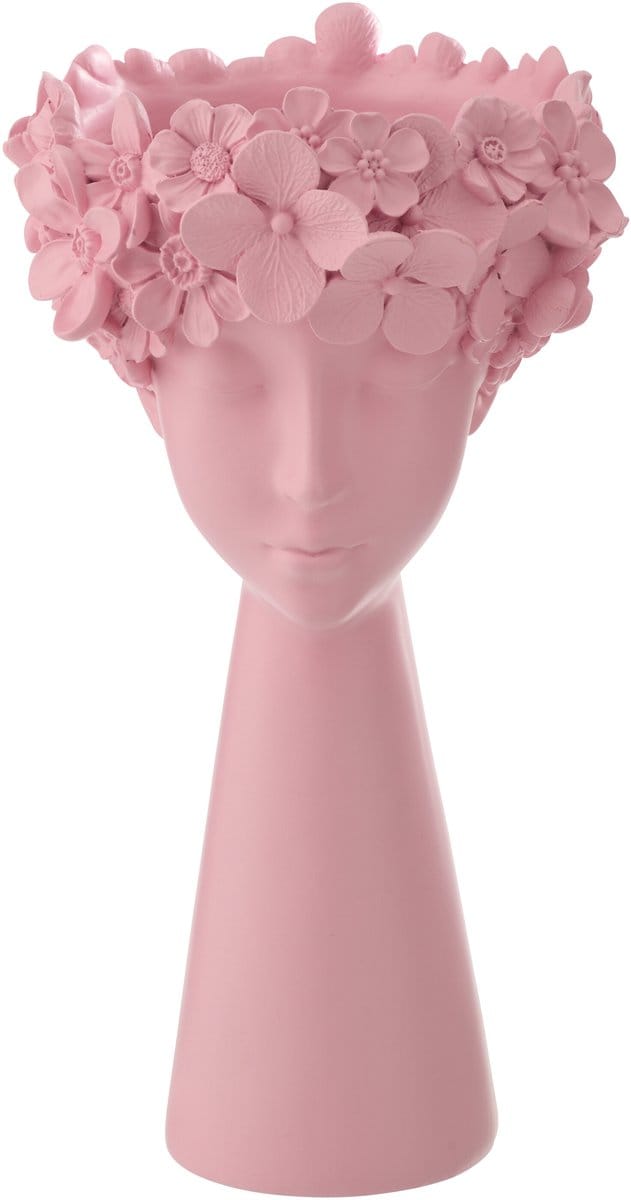 J-Line bloempot Hoofd - polyresin - lichtroze - large