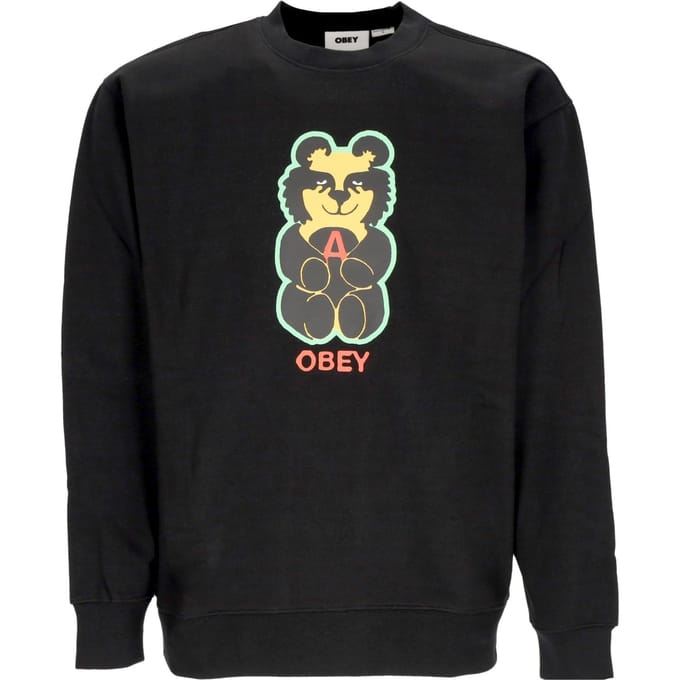 Bear Icon Premium Crew Fleece herensweatshirt met ronde hals, zwart