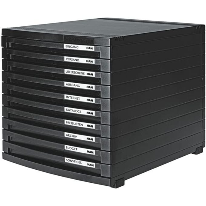HAN CONTUR 1510-13 Ladebox Zwart DIN A4, DIN B4, DIN C4 Aantal lades: 10