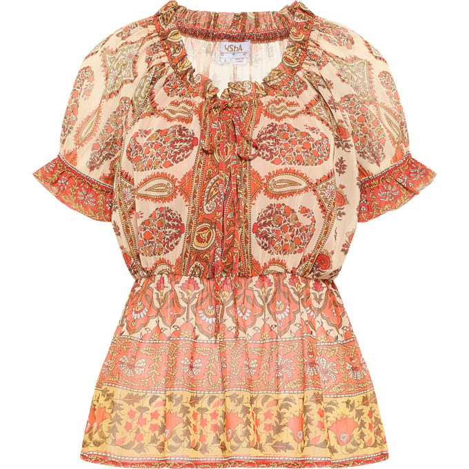usha Blouse shirt Dames Oranje Veelkleurig